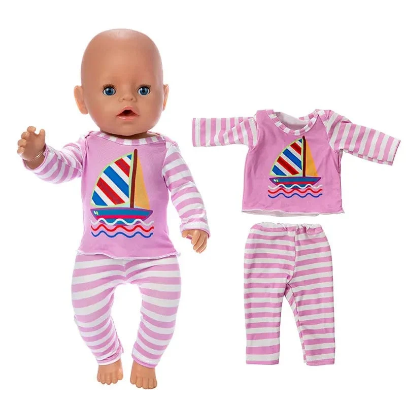 2 teile/satz Anzug + Schuhe Puppen Outfit Für 43 cm Babypuppe Niedlichen Pullover Strampler 17 Zoll Puppenkleidung ， Puppenzubehör.