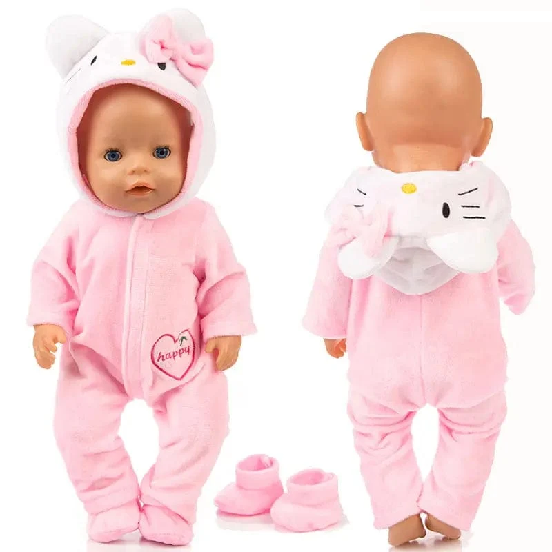 2 teile/satz Anzug + Schuhe Puppen Outfit Für 43 cm Babypuppe Niedlichen Pullover Strampler 17 Zoll Puppenkleidung ， Puppenzubehör.