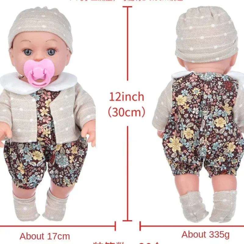 12in/30cm Puppe Baby Simulation Soft Appease Be Education Lebensechte Puppe Zubehör Geburtstag Weihnachten Kinder Kindertagsgeschenk