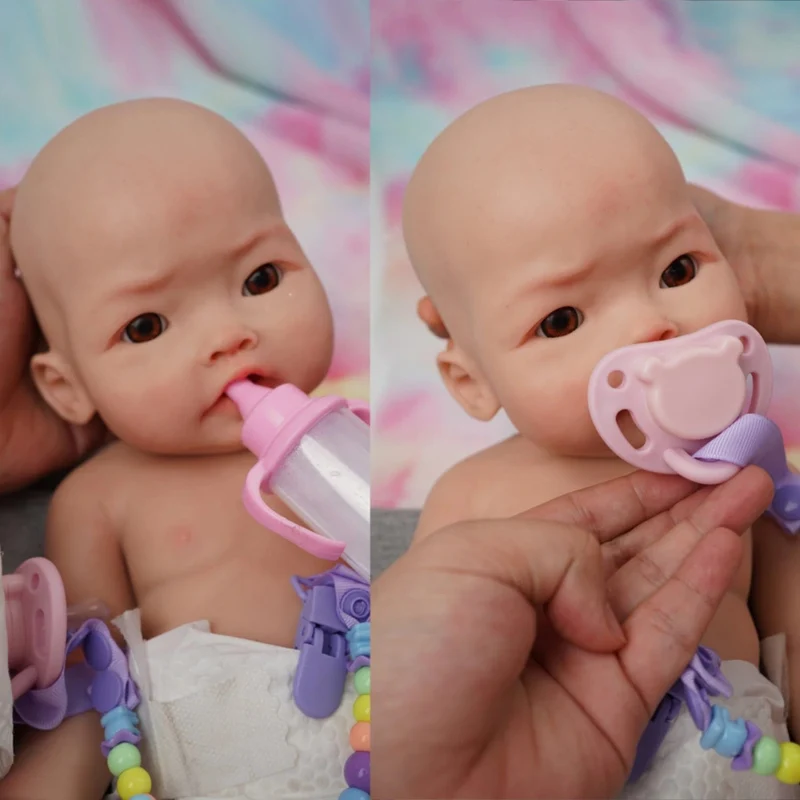 17" Micro Frühchen Ganzkörper Silikon Babypuppe "Harper" Lebensechte Minipuppe Überraschung Kinder Anti-Stress My Melody