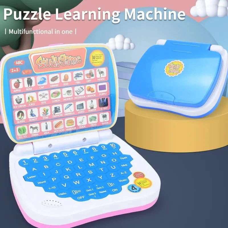 Kleines Laptop-Spielzeug zum Englischlernen für Kinder. Jungen- und Mädchencomputer für Alphabet ABC.Zahlen.Wörter.Rechtschreibung.Mathematik.Musik
