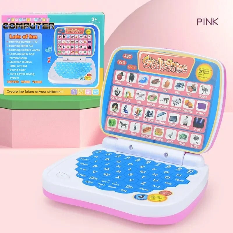 Kleines Laptop-Spielzeug zum Englischlernen für Kinder. Jungen- und Mädchencomputer für Alphabet ABC.Zahlen.Wörter.Rechtschreibung.Mathematik.Musik