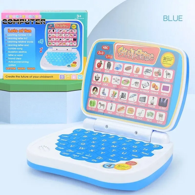 Kleines Laptop-Spielzeug zum Englischlernen für Kinder. Jungen- und Mädchencomputer für Alphabet ABC.Zahlen.Wörter.Rechtschreibung.Mathematik.Musik