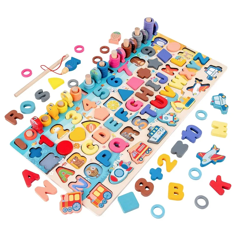Montessori Holz Spielzeug Kinder Beschäftigt Bord Tier Mathematik Angeln Zahlen Passenden Digitalen Form Pädagogisches Spielzeug Für Kinder Geschenke