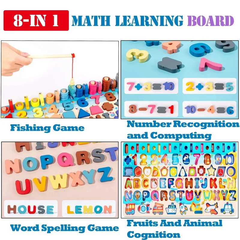 Montessori Holz Spielzeug Kinder Beschäftigt Bord Tier Mathematik Angeln Zahlen Passenden Digitalen Form Pädagogisches Spielzeug Für Kinder Geschenke