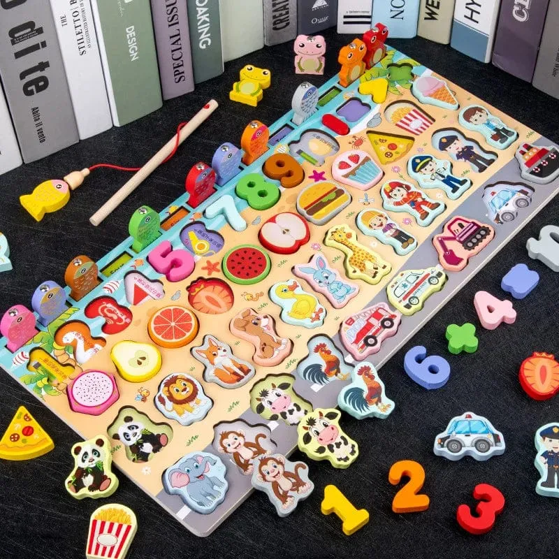 Montessori Holz Spielzeug Kinder Beschäftigt Bord Tier Mathematik Angeln Zahlen Passenden Digitalen Form Pädagogisches Spielzeug Für Kinder Geschenke