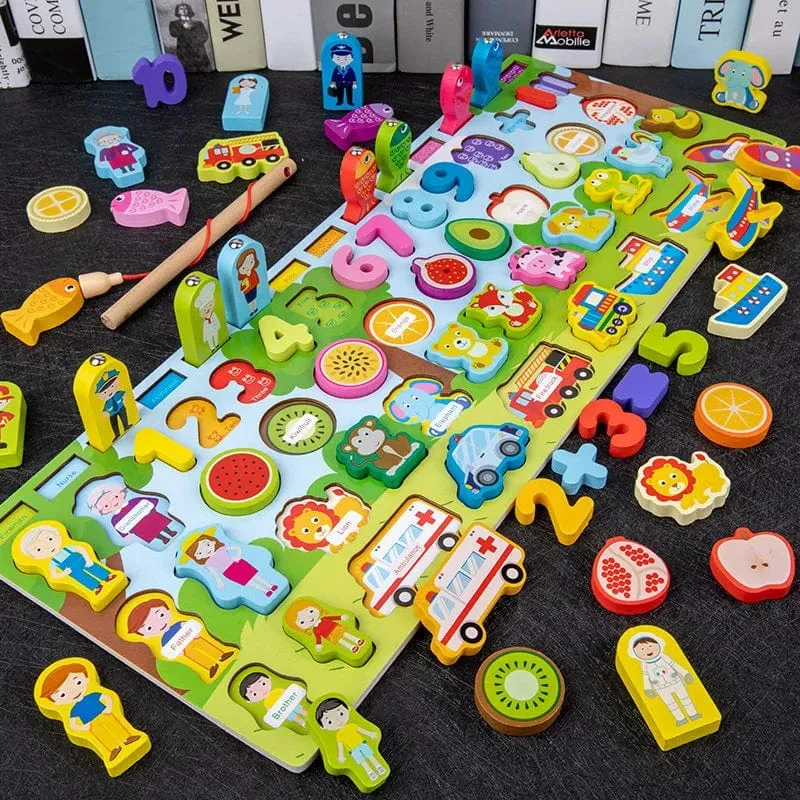 Montessori Holz Spielzeug Kinder Beschäftigt Bord Tier Mathematik Angeln Zahlen Passenden Digitalen Form Pädagogisches Spielzeug Für Kinder Geschenke