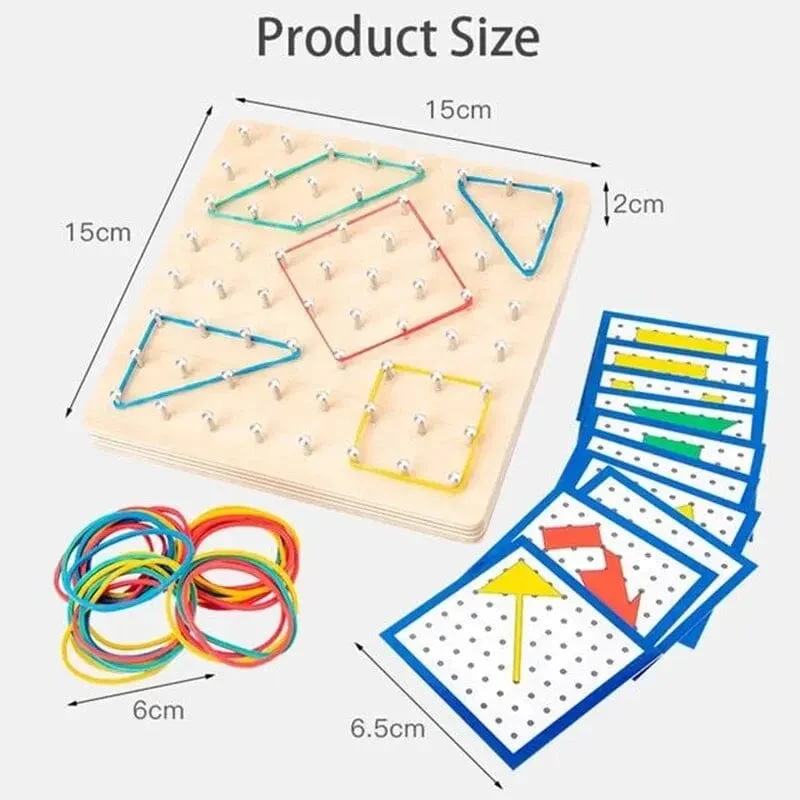Montessori Pädagogische Kinder Baby Kreative Spielzeug Grafiken Mathematik Muster Blöcke Geo Board Gummibänder Holz Nagel Boards Set