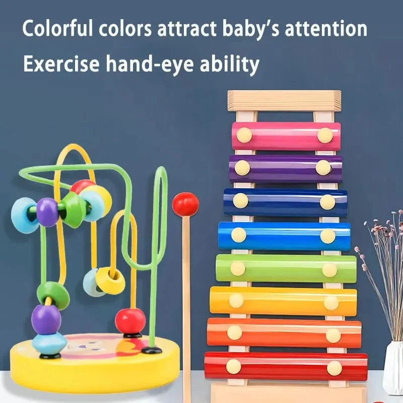 Cartoon Holz Kleine Perlen Kinder Frühe Bildung Baby Puzzle 0-1-3 Jahre Alt Holz Perlen Baustein spielzeug