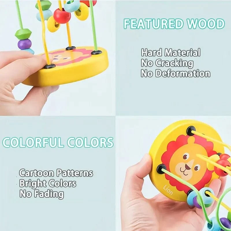 Cartoon Holz Kleine Perlen Kinder Frühe Bildung Baby Puzzle 0-1-3 Jahre Alt Holz Perlen Baustein spielzeug