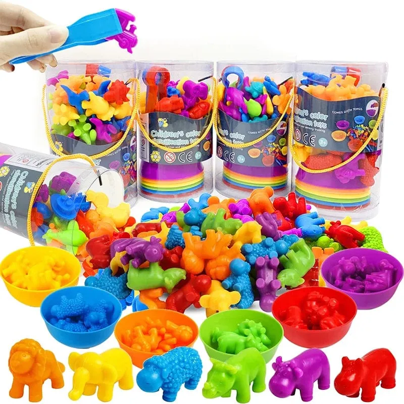 Kinder Matching Spiel Lernen Lernspielzeug Tierkognition Regenbogen Sortieren Feinmotorik Training Montessori Sinnespuzzle Spielzeug Geschenke