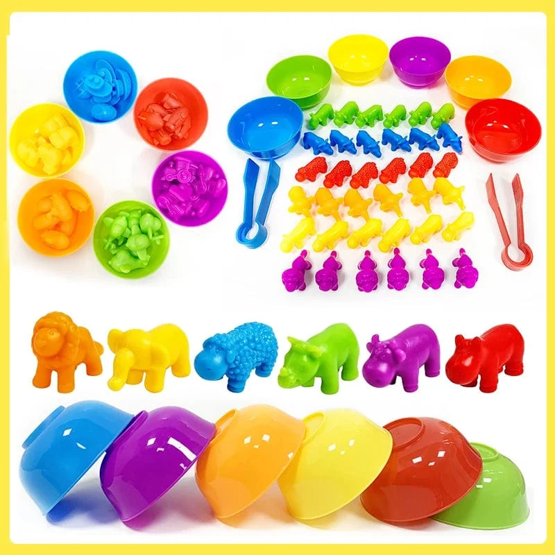 Kinder Matching Spiel Lernen Lernspielzeug Tierkognition Regenbogen Sortieren Feinmotorik Training Montessori Sinnespuzzle Spielzeug Geschenke