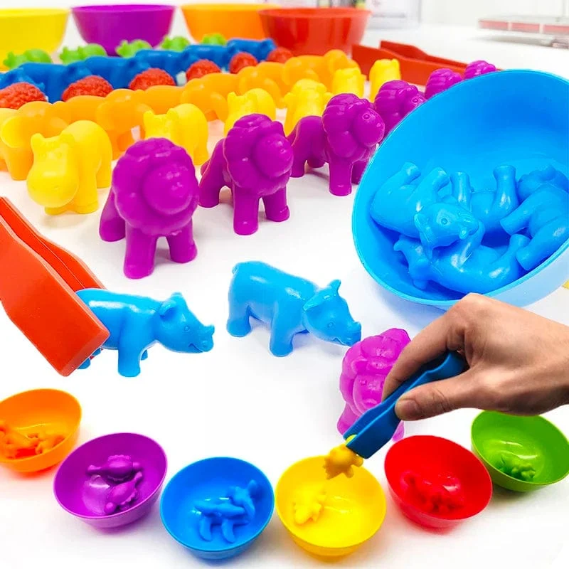 Kinder Matching Spiel Lernen Lernspielzeug Tierkognition Regenbogen Sortieren Feinmotorik Training Montessori Sinnespuzzle Spielzeug Geschenke
