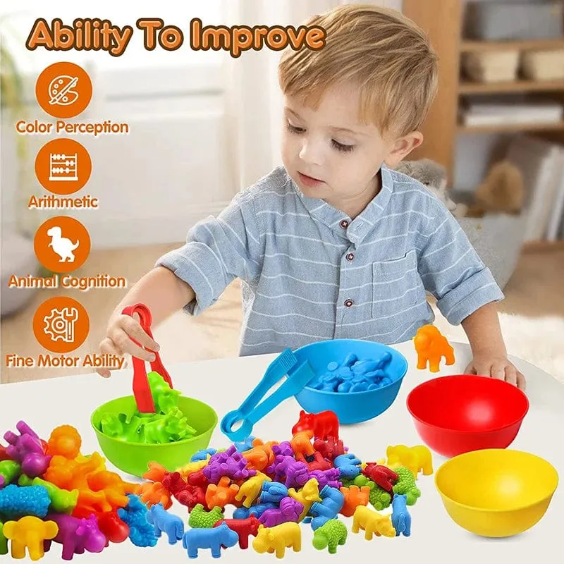 Kinder Matching Spiel Lernen Lernspielzeug Tierkognition Regenbogen Sortieren Feinmotorik Training Montessori Sinnespuzzle Spielzeug Geschenke