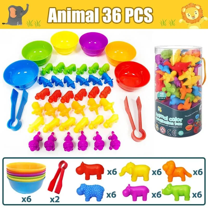 Kinder Matching Spiel Lernen Lernspielzeug Tierkognition Regenbogen Sortieren Feinmotorik Training Montessori Sinnespuzzle Spielzeug Geschenke