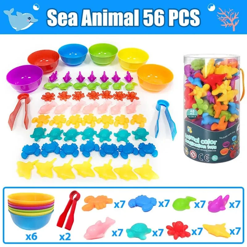 Kinder Matching Spiel Lernen Lernspielzeug Tierkognition Regenbogen Sortieren Feinmotorik Training Montessori Sinnespuzzle Spielzeug Geschenke