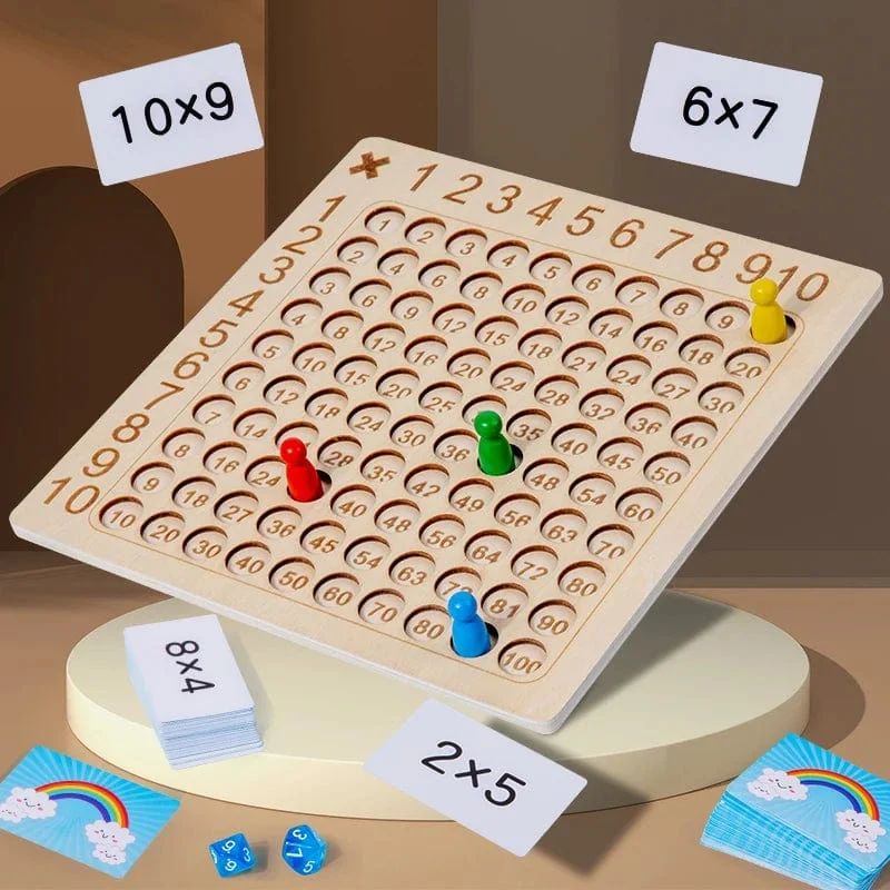 99 Multiplikationsbrettspiel Holz Montessori Kinder lernen Lernspielzeug Mathe Zählen Hundert Brett Interaktives Denken