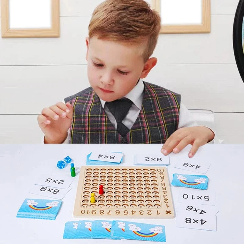 99 Multiplikationsbrettspiel Holz Montessori Kinder lernen Lernspielzeug Mathe Zählen Hundert Brett Interaktives Denken