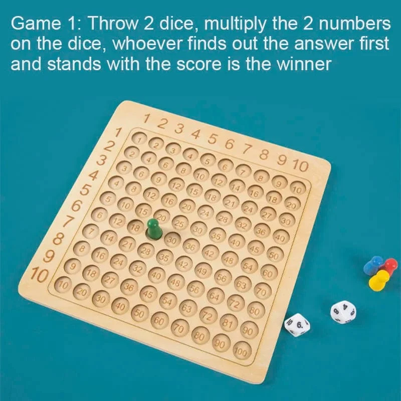 99 Multiplikationsbrettspiel Holz Montessori Kinder lernen Lernspielzeug Mathe Zählen Hundert Brett Interaktives Denken