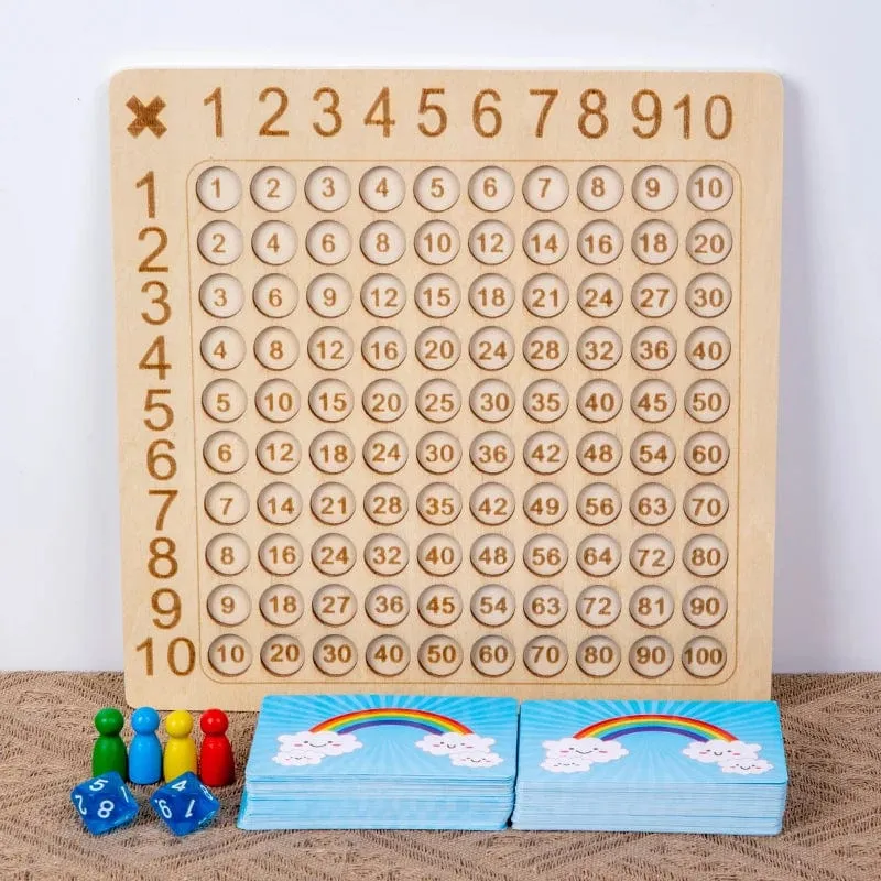 99 Multiplikationsbrettspiel Holz Montessori Kinder lernen Lernspielzeug Mathe Zählen Hundert Brett Interaktives Denken