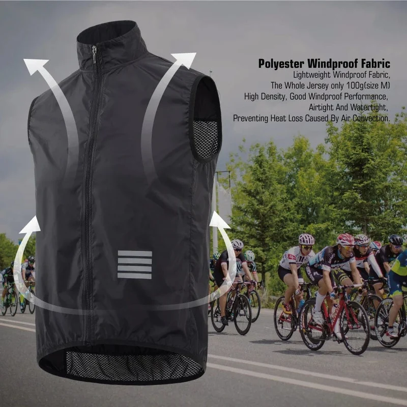 KEMALOCE Fahrradweste Wind Navy Blau Herren 2023 Ärmellose Fahrradweste Schwarz Leichte Outdoor Winddichte MTB Sport Windweste