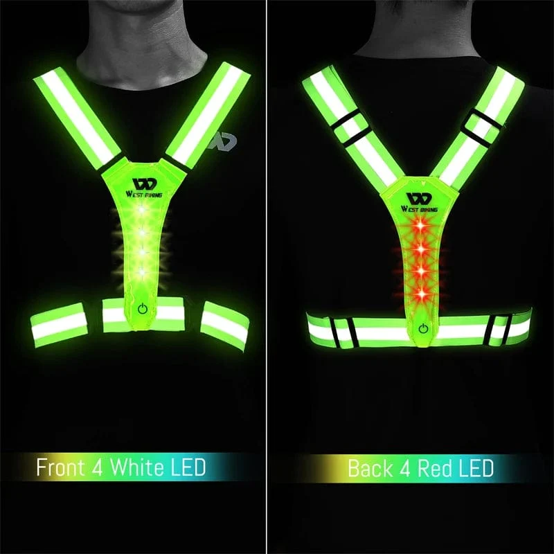 WEST BIKING Reflektierende Sicherheitsweste fürs Radfahren, Elektroroller, blinkende Weste, USB wiederaufladbare LED-Weste, Laufen, Joggen, Angeln