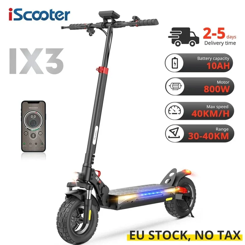 Intelligenter Elektroroller iScooter i9S IX3 800W Motor 48V 10AH Aluminiumbatterie 10-Zoll-Reifen E-Scooter Telefon APP Elektroroller