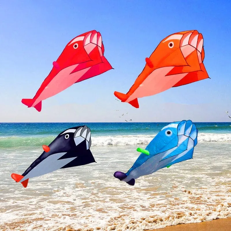 Kostenloser versand delphin drachen fliegen spielzeug im freien spiel sport nylon kite linie animierte drachen string aufblasbare drachen Fallschirm koi