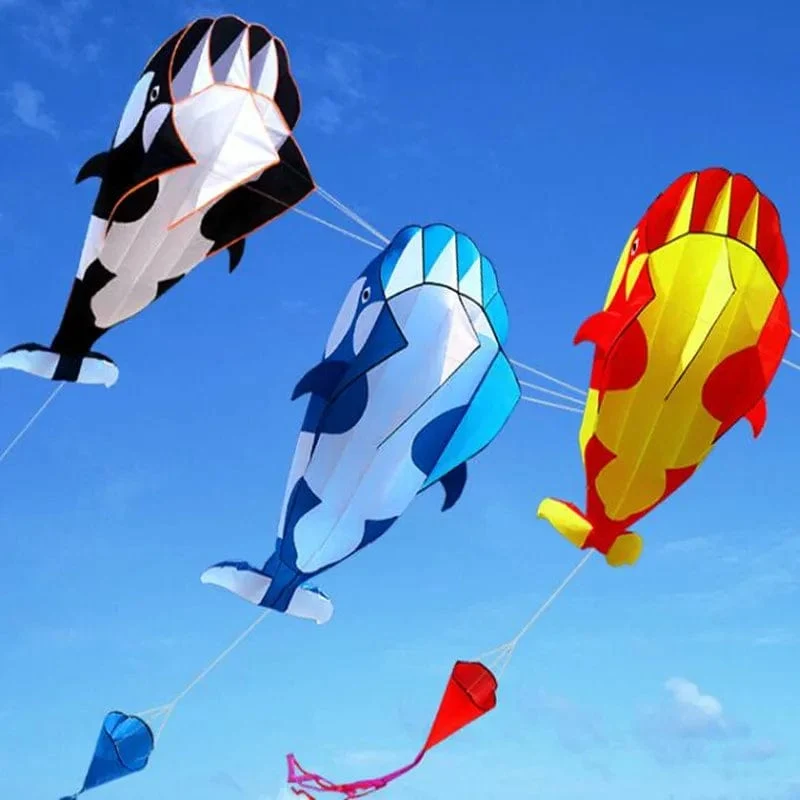 Kostenloser versand delphin drachen fliegen spielzeug im freien spiel sport nylon kite linie animierte drachen string aufblasbare drachen Fallschirm koi