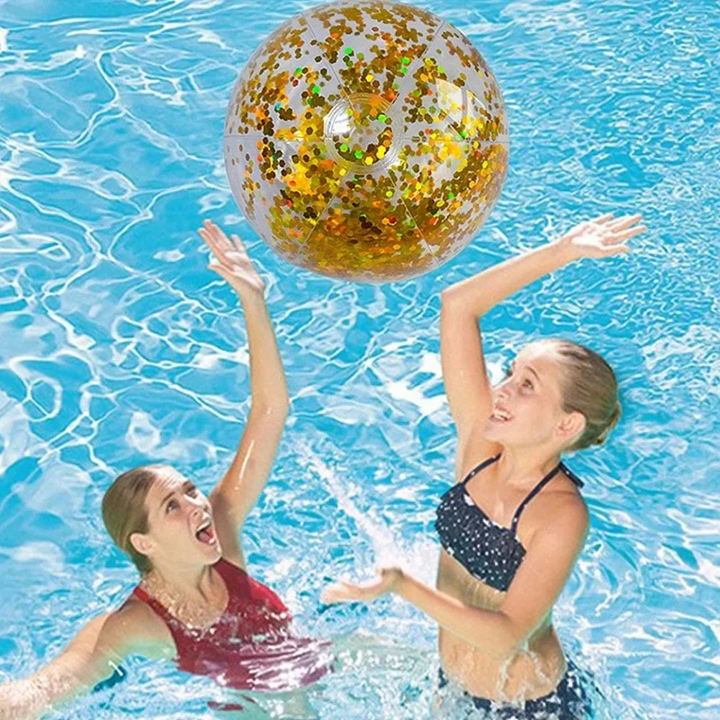 40/60 cm Aufblasbarer Glitzer-Wasserball Sommer-Wasserball Pailletten-Wasserbälle für Sommer-Schwimmbad-Party-Spielzeug für Kinder Erwachsene