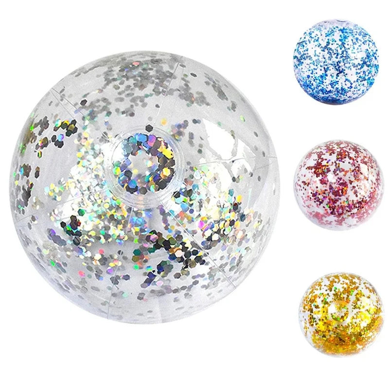 40/60 cm Aufblasbarer Glitzer-Wasserball Sommer-Wasserball Pailletten-Wasserbälle für Sommer-Schwimmbad-Party-Spielzeug für Kinder Erwachsene