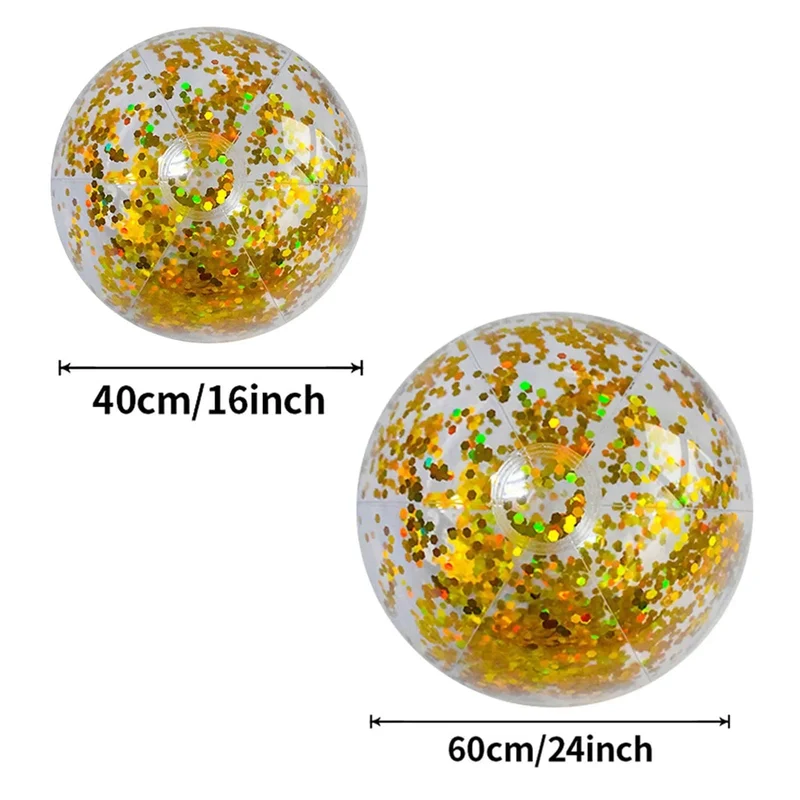 40/60 cm Aufblasbarer Glitzer-Wasserball Sommer-Wasserball Pailletten-Wasserbälle für Sommer-Schwimmbad-Party-Spielzeug für Kinder Erwachsene
