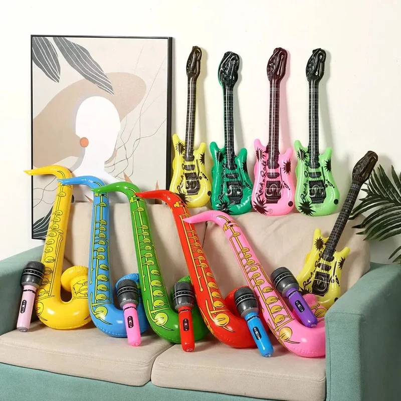 15 Stücke Aufblasbare Instrumente Spielzeug Musik Luftballons Set Simulation Instrument Gitarren Saxophone Mikrofone Party Spielzeug