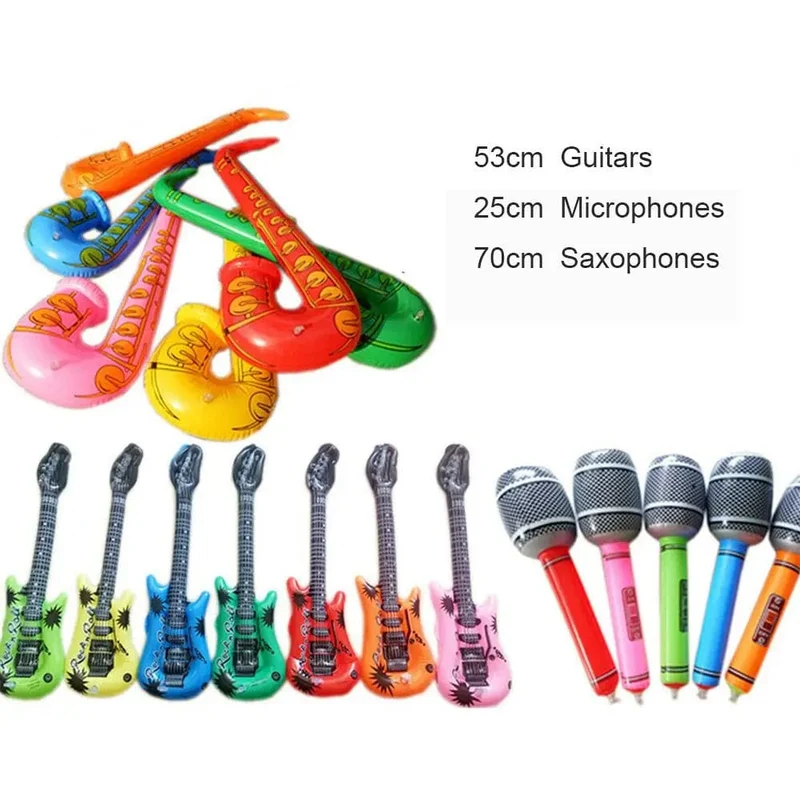 15 Stücke Aufblasbare Instrumente Spielzeug Musik Luftballons Set Simulation Instrument Gitarren Saxophone Mikrofone Party Spielzeug