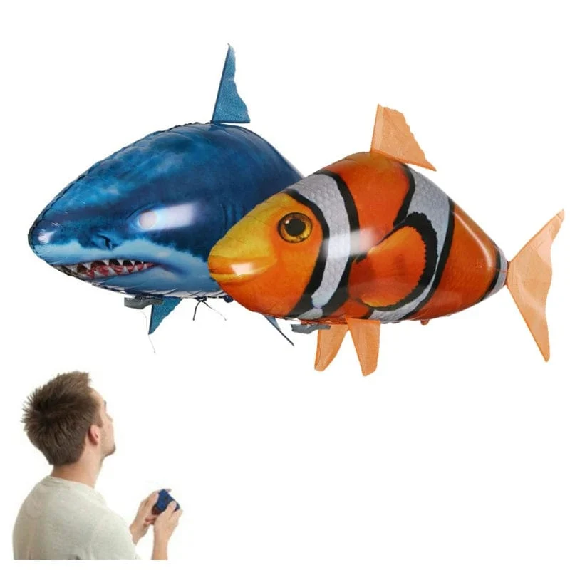Aufblasbare Fernbedienung Hai Spielzeug Luft Schwimmen RC Tier Radio Fliegen Ballons Clown Fisch Tiere Neuartiges Spielzeug Für Kinder Jungen