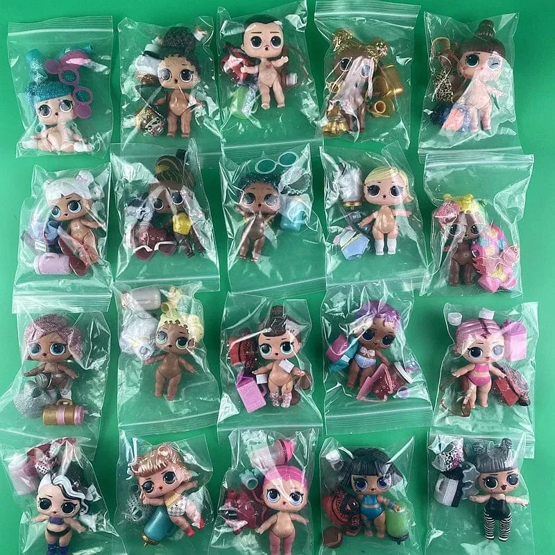 1 Puppe + 1 Kleidung + 1 Schuhe + 1 Babyflasche + 1 Brille Puppe Original 8CM Große Schwestern Mädchen DIY Spielzeug und Geschenke