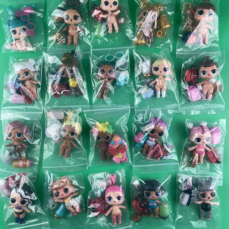 1 Puppe + 1 Kleidung + 1 Schuhe + 1 Babyflasche + 1 Brille Puppe Original 8CM Große Schwestern Mädchen DIY Spielzeug und Geschenke