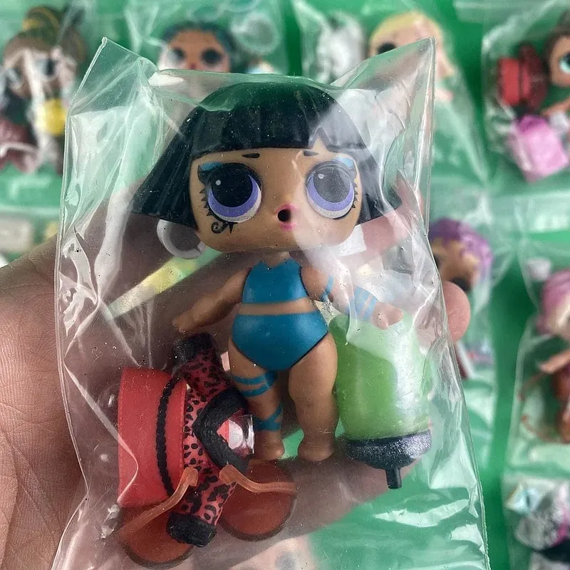 1 Puppe + 1 Kleidung + 1 Schuhe + 1 Babyflasche + 1 Brille Puppe Original 8CM Große Schwestern Mädchen DIY Spielzeug und Geschenke