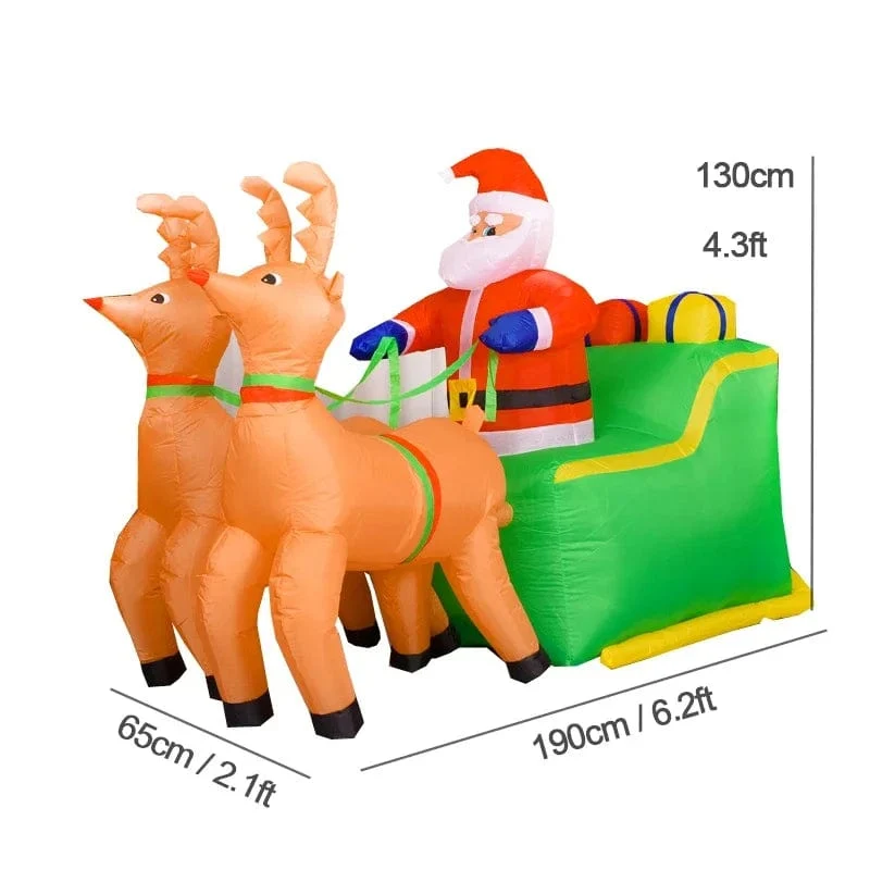 Weihnachtsdekoration Aufblasbarer Zug Weihnachtsmann Schneemann Länge 8.8 m Aufblasbares Spielzeug mit LED-Beleuchtung Outdoor Garten Ornament