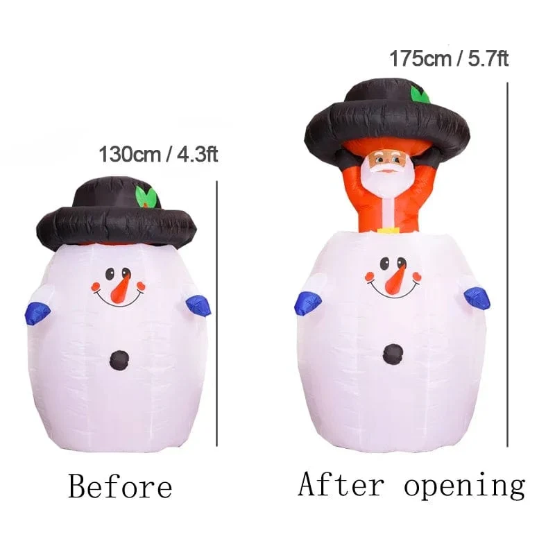 Weihnachtsdekoration Aufblasbarer Zug Weihnachtsmann Schneemann Länge 8.8 m Aufblasbares Spielzeug mit LED-Beleuchtung Outdoor Garten Ornament