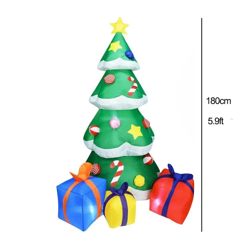 Weihnachtsdekoration Aufblasbarer Zug Weihnachtsmann Schneemann Länge 8.8 m Aufblasbares Spielzeug mit LED-Beleuchtung Outdoor Garten Ornament
