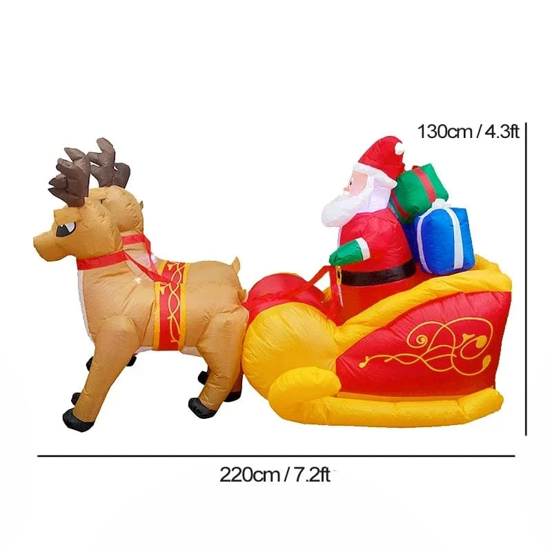 Weihnachtsdekoration Aufblasbarer Zug Weihnachtsmann Schneemann Länge 8.8 m Aufblasbares Spielzeug mit LED-Beleuchtung Outdoor Garten Ornament