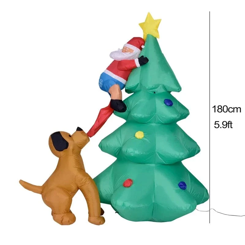 Weihnachtsdekoration Aufblasbarer Zug Weihnachtsmann Schneemann Länge 8.8 m Aufblasbares Spielzeug mit LED-Beleuchtung Outdoor Garten Ornament