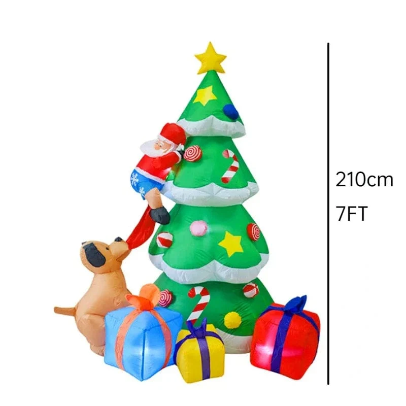 Weihnachtsdekoration Aufblasbarer Zug Weihnachtsmann Schneemann Länge 8.8 m Aufblasbares Spielzeug mit LED-Beleuchtung Outdoor Garten Ornament