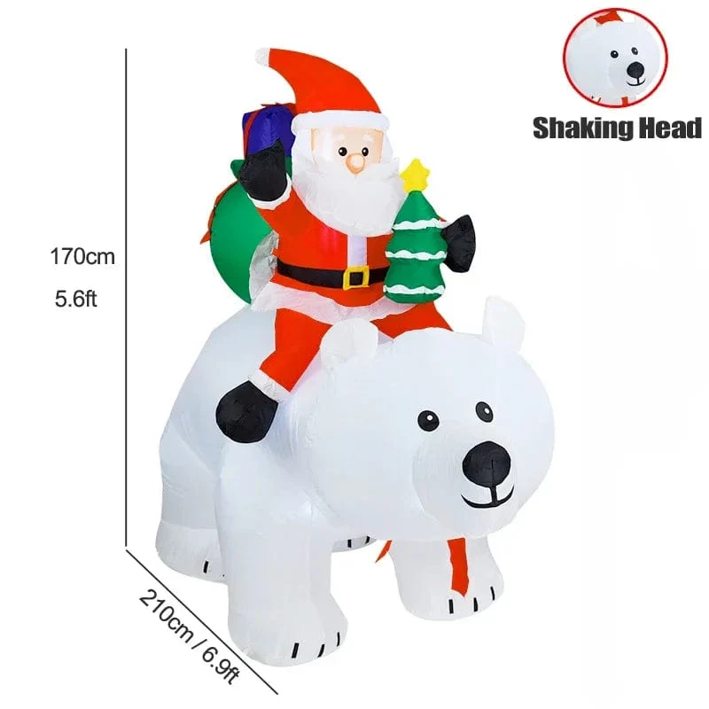 Weihnachtsdekoration Aufblasbarer Zug Weihnachtsmann Schneemann Länge 8.8 m Aufblasbares Spielzeug mit LED-Beleuchtung Outdoor Garten Ornament
