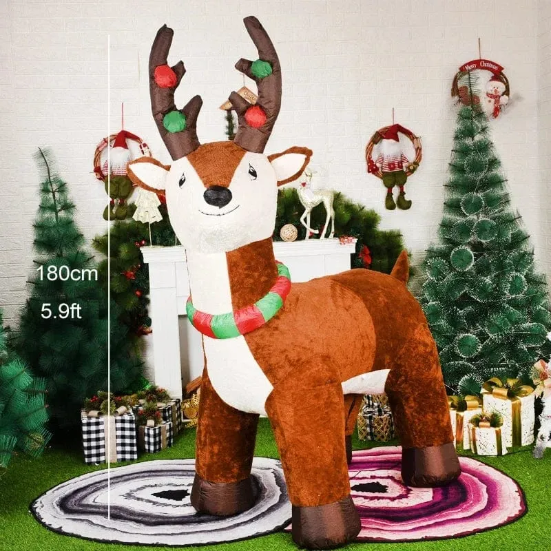Weihnachtsdekoration Aufblasbarer Zug Weihnachtsmann Schneemann Länge 8.8 m Aufblasbares Spielzeug mit LED-Beleuchtung Outdoor Garten Ornament