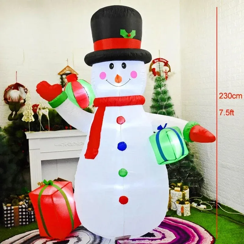 Weihnachtsdekoration Aufblasbarer Zug Weihnachtsmann Schneemann Länge 8.8 m Aufblasbares Spielzeug mit LED-Beleuchtung Outdoor Garten Ornament