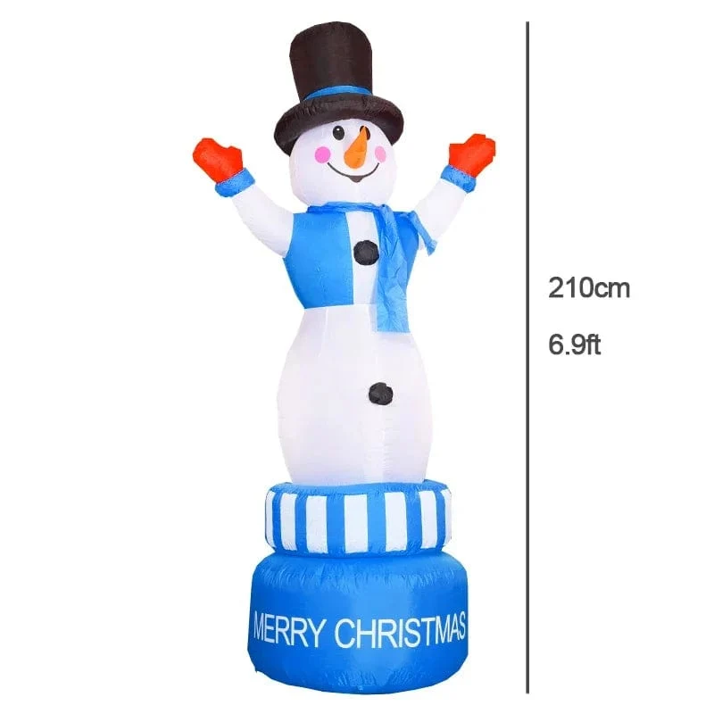 Weihnachtsdekoration Aufblasbarer Zug Weihnachtsmann Schneemann Länge 8.8 m Aufblasbares Spielzeug mit LED-Beleuchtung Outdoor Garten Ornament