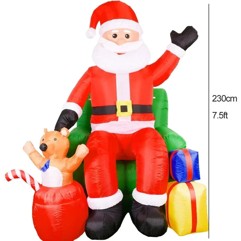Weihnachtsdekoration Aufblasbarer Zug Weihnachtsmann Schneemann Länge 8.8 m Aufblasbares Spielzeug mit LED-Beleuchtung Outdoor Garten Ornament