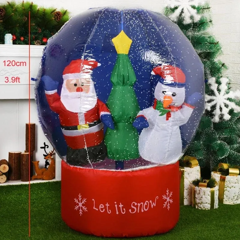 Weihnachtsdekoration Aufblasbarer Zug Weihnachtsmann Schneemann Länge 8.8 m Aufblasbares Spielzeug mit LED-Beleuchtung Outdoor Garten Ornament